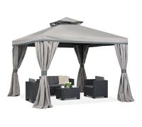 Padiglione da giardino grigio con tende Valencia 3x3m Garden Point