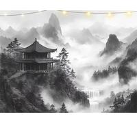 Padiglione Diamond Painting Kit Completo Montagna Diamond Painting Adulti, DIY Mosaico Disegni con Perline da Attaccare, Pittura a Diamante per Decorazione Parete, Regalo di Compleanno 60x80cm K9-1036