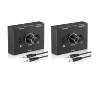 Padivine 3 interruttori audio da 3,5 mm, con 2 ingressi, 1 uscita/1 ingresso e 2 uscite, scatola di commutazione audio, pulsante muto a un tasto