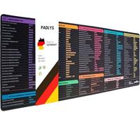 Padlys - Sottomano Excel tedesco, tappetino per mouse con tasti di scelta rapida e formule per Excel - diventa il master dei tasti in ufficio o a casa 90x40