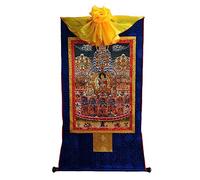 Padmasambhava Tibetan Thangka Arazzo fatto a mano buddista Thangka Broccato per Zen Home Decor Meditazione (Color : Blue, Size : S)