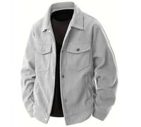 PADOLA Giacca Uomo in Velluto a Coste Giacca a Vento con Bottoni Morbida Modello Classico senza Cappuccio con 4 Tasche per Primavera Autunno (XL,Grigio)