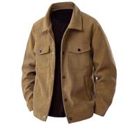 PADOLA Giacca Uomo in Velluto a Coste Giacca a Vento con Bottoni Morbida Modello Classico senza Cappuccio con 4 Tasche per Primavera Autunno (3XL,Marrone)