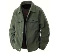 PADOLA Giacca Uomo in Velluto a Coste Giacca a Vento con Bottoni Morbida Modello Classico senza Cappuccio con 4 Tasche per Primavera Autunno (S,Verde militare)