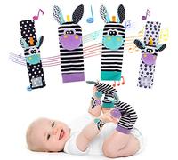 PADONISE - Set sonagli per bambini con cinturino da polso e sonagli, calzini cartoni animati, giocattoli per lo sviluppo sensoriale per bambini da 1 a 3 anni, giocattoli educativi per bambini da 1 a 3