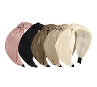Padorul 5 fasce larghe in tinta unita con nodo superiore, morbida fodera interna antiscivolo, comode, elastiche, accessori per capelli per donne e ragazze