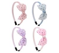 Padorul Confezione da 4 cerchietti per capelli con fiocco a pois, per donne e ragazze, stile retrò, elastici e antiscivolo, accessori per capelli da indossare tutti i giorni e come regalo