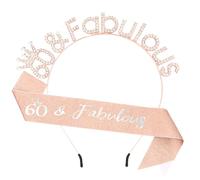 Padorul Diadema e fascia per il 60° compleanno in oro rosa - Fascia con strass "60 & Fabulous", decorazione perfetta per 60° compleanno per bomboniere e celebrazioni