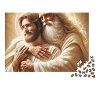 Padre Divino che Abbraccia il Figlio Premium 1000 Pezzi Puzzle per Adulti Dio che Abbraccia Gesù in Luce Calda Robusto Alta Qualità Vivace Stimolante Difficile Antistress 70x50cm/1000pz