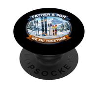 Padre E Figlio Noi Sci Insieme Sciatore Sci Papà Ragazzo Corrispondenza PopSockets PopGrip Adesivo