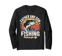 Padre E Figlio Pesca Partners For Life Retro Bass Trip Maglia a Manica