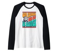 Padre Nostro Che Arte in Cielo Divertimento Dio Retro Font Gesù Amore Maglia con Maniche Raglan