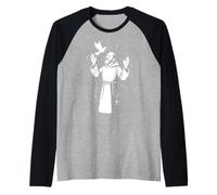 Padre Pio Santo Cattolico Maglia con Maniche Raglan
