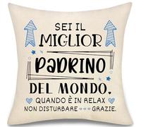 Padrino Copricuscino Regalo per Uomo Padre di Figlia Figlio Festa del Papà Sei il Miglior Padrino del Mondo Copricuscini Fodera per Cuscini Decorativi Regali di Compleanno Natale (padrino-a)