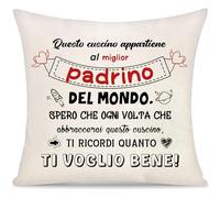 Padrino Regalo Copricuscino per Uomo Padre Papà da Figlia Figlio Regalo Festa del papà Personalizzato Regali di Natale Compleanno Questo Cuscino Appartiene al Miglior padrino del Mondo (Padrino)