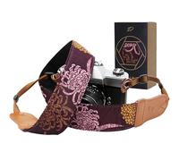 PADWA,Cinghie per fotocamera per fotografi, larghezza 2 cm, in tessuto vintage, tracolla regolabile, regalo per fotografi di uomini e donne (margherita viola)
