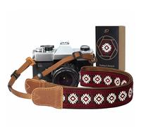 Padwa Lifestyle Tracolla per fotocamera, 3,8 cm, testa di cavallo pazzo, in cotone, con ricamo vintage, per fotografi e tutte le fotocamere, graziosa tracolla regolabile per adulti e bambini
