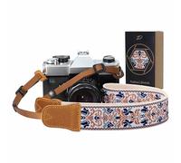 Padwa Lifestyle Tracolla per fotocamera, 3,8 cm, testa di cavallo pazzo, in cotone, con ricamo vintage, per fotografi e tutte le fotocamere, graziosa tracolla regolabile per adulti e bambini