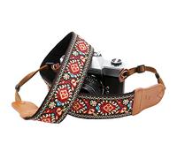 Padwa Lifestyle Tracolla per fotocamera con fiore rosso, testa larga 5,1 cm, in cotone ricamato, vintage, tracolla universale per collo e tracolla per tutte le fotocamere DSLR e fotografi uomini e
