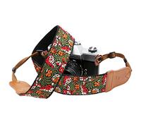 Padwa Lifestyle Tracolla per fotocamera con fiore verde, testa larga 5,1 cm, tracolla per fotocamera vintage in cotone ricamato, tracolla universale per tutte le fotocamere DSLR e fotografi uomini e