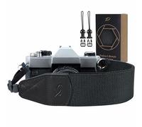 Padwa Lifestyle Tracolla per fotocamera nera - 5,1 cm di larghezza in pelle bovina per testa, spalla, collo, fotocamera e binocolo, vintage tinta unita cinghie per fotocamera per fotografi