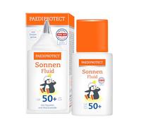PAEDIPROTECT Sunfluid SPF 50+ 30 ml, protezione solare nutriente con squalan e pratica punta dosatrice per neonati, bambini e adulti, senza profumo e microplastica, vegan
