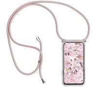 Paekear Custodia con Collana per ZTE Blade A35E, Cover Trasparente Morbido Silicone con Cordino Case con Laccio Tracolla [Antiurto] [AntiGraffio] [Antiscivolo] TPU Cover con Collana, Rosa