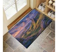 Paesaggi Delle Highlands Scozzesi Zerbino 90x150cm,Vette Montuose Frastagliate E Motivi Lacustri Zerbino Ingresso Antiscivolo Lavabili Basso Profilo Tappetino per Interno per Tappeto, Viola chiaro