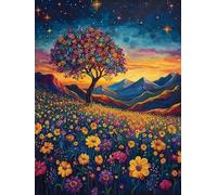 Paesaggi Dipingere con i Numeri Adulti, DIY Dipingere con i Numeri Albero Paint by Numbers Kit, Hobby Creativi Adulti Painting by Numbers Idee Regalo Donna Decorazioni Parete 100x130 cm, Model 802