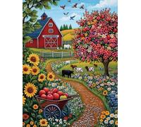 Paesaggi Dipingere con i Numeri Adulti, DIY Dipingere con i Numeri Azienda Agricola Paint by Numbers Kit Principianti Con 3 Penne, Painting by Numbers Regalo Decorazioni Parete 50x70cm, Model 778