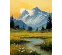 Paesaggi Dipingere con i Numeri Adulti, DIY Dipingere con i Numeri Montagne Paint by Numbers Kit, Hobby Creativi Adulti Painting by Numbers Idee Regalo Donna Decorazioni Parete 50x70 cm, Model 782