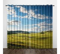 Paesaggio 3D Tende da 2 Pannelli Ombreggiatura 110L x 215A CM Cielo Nuvole Bianche Prateria Bestiame Poliestere Isolamento Termico Tenda per Finestra per Camera da Ietto Soggiorno Cucina Sala Giochi
