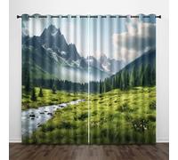 Paesaggio 3D Tende da 2 Pannelli Ombreggiatura 182L x 213A CM Montagne Giungla Prateria Ruscello Poliestere Isolamento Termico Tenda per Finestra per Camera da Ietto Soggiorno Cucina Sala Giochi