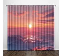 Paesaggio 3D Tende da 2 Pannelli Ombreggiatura 70L x 160A CM Rosa Sfumature Tramonto Montagne Poliestere Isolamento Termico Tenda per Finestra per Camera da Ietto Soggiorno Cucina Sala Giochi