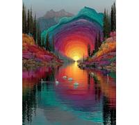 Paesaggio 5D Diamond Painting Kit Astratto Diamond Painting Adulti, DIY Quadri con Perline Passatempo per Adulti, Mosaico Diamantini Crystal Art per Pittura Kit, Decorazioni, Regalo 90x120 cm -TL10GA