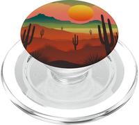 Paesaggio al tramonto nel deserto - Arizona Cactus Mountains Southwest PopSockets PopGrip per MagSafe