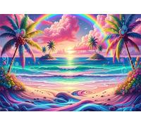 Paesaggio arcobaleno tropicale - Puzzle 1200 Pezzi - puzzle Fai da te, Intrattenimento Creativo, Puzzles Classico Arte,Regalo per Adulti dai 14 anni 75 x 50 cm