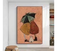 Paesaggio astratto con amore, cane, animale domestico, arte murale, poster con stampa su tela, adatto per la casa, il soggiorno, la cameretta dei bambini, 80x120 cm, senza cornice