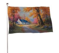 Paesaggio autunnale con bandiera dell'albero della casa 3x5 Ft Bandiere da giardino all'aperto Banner Decor Per Cortile Portico Prato Fattoria