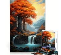 Paesaggio autunnale con cascata - Puzzle da 1000 pezzi per adulti, ideale per allenare la memoria, per una distrazione rilassante, con bordi precisi e perfetto come regalo festivo (38x52cm)