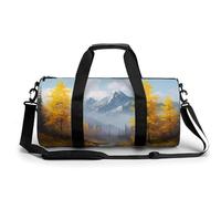 Paesaggio autunnale giallo alberi montagne borsa da viaggio palestra per donne uomini borsone cilindrico borsa da allenamento sportivo con tracolla