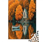 Paesaggio autunnale sul lago, case sul lago Jigsaw Puzzle 70x50cm/1000pcs Adulti Puzzle Gioco EduGattoivo Decorazioni Per La Casa