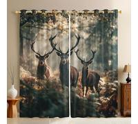 Paesaggio Autunnale Tende Oscuranti Termiche Cervo della foresta animale con Occhielli Set 2 Pannelli 70L x 160A cm Poliestere Stampa 3D Camera da Letto Cameretta Soggiorno Decorativa