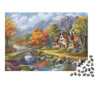 Paesaggio Casetta Autunnale Puzzle 1000 Pezzi Carta per Adulti Fiume Rustico Gioco di Puzzle 1000 Pezzi Relax Famiglia Idea Regalo 70x50cm/1000pcs