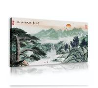 Paesaggio cinese tela arte della parete alba in oriente accogliente pino cascata opere d'arte stampe poster pittura per lavanderia camera decor 25x50cm telaio interno
