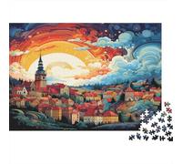 paesaggio città fantasia Rompicapo 1000 Pezzi In cartone Extra Spesso, Un Classico Puzzle A Pezzi Per Pace Interiore, Ideale Per Sfida Personale, Regalo Di Compleanno Originale 52x38cm/1000pcs