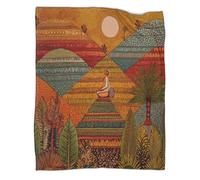 Paesaggio collinare con una donna seduta su un altopiano Manta Cálida Y Transpirable Suave Estampada Para Acampar Al Aire Libre Colcha Para Dormitorio De Las Cuatro Estaciones 50x60inch(127x152cm)