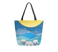 Paesaggio con borsa tote in tela di luna piena Borse per la spesa riutilizzabili Borsa per il trasporto con manici