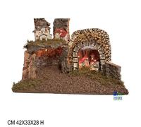 PAESAGGIO CON CAPANNA GROTTA VUOTA PER PRESEPE NATALIZIO CON LUCI ART. 18861