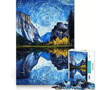 Paesaggio con cielo stellato, puzzle da 1000 pezzi per ragazzi, gioco di logica, divertimento da costruire insieme, taglio di precisione, regalo elegante 38x52cm